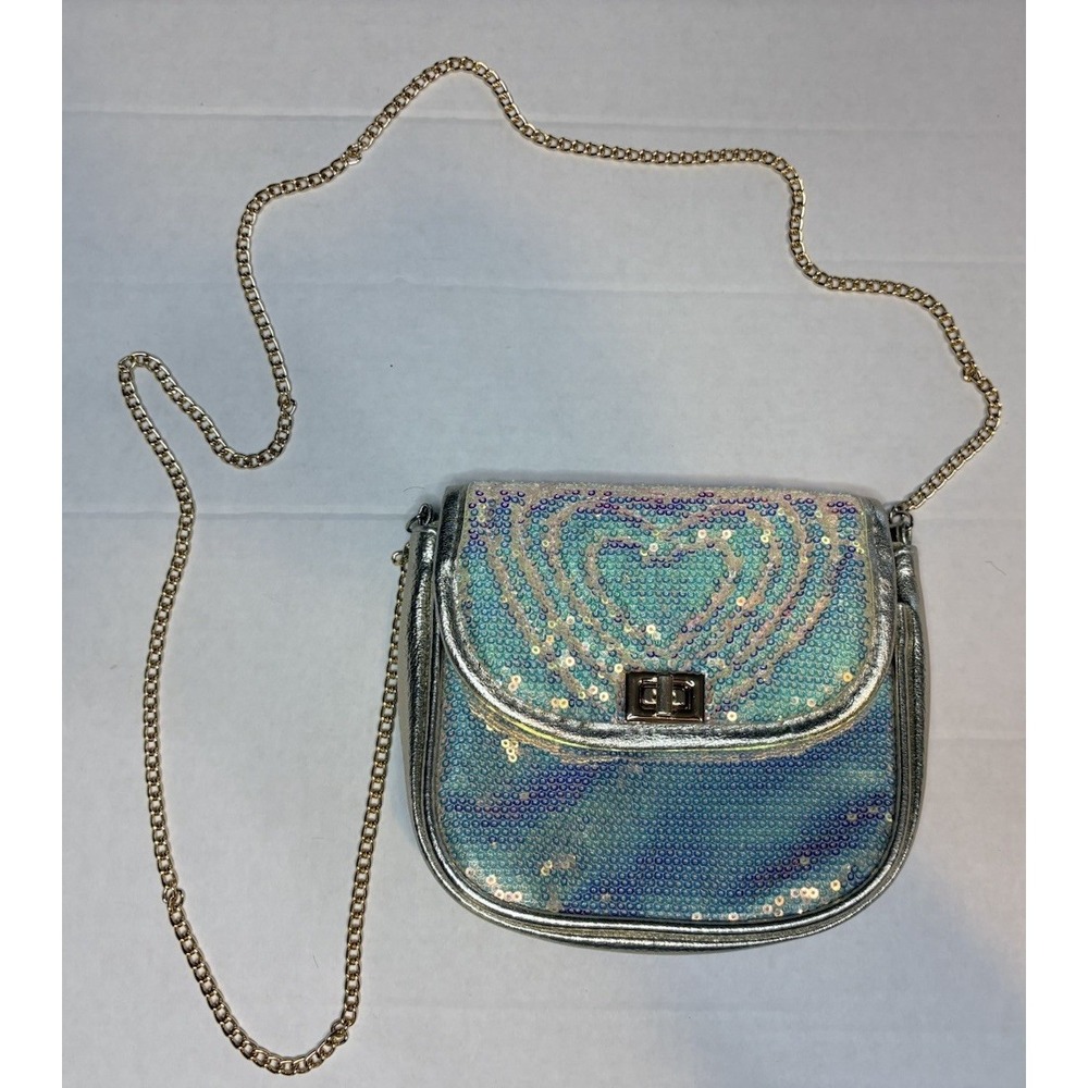 Y2K Iridescent Mermaidcore Sequin Heart Crossbody Bag